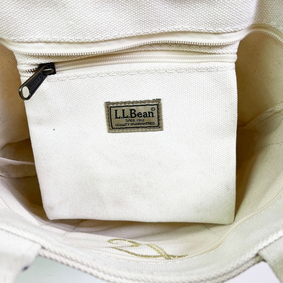 Vintage LL Bean Mini Canvas Tote Bag Embroidered "T" Trader Joes - Picture 3 of 5